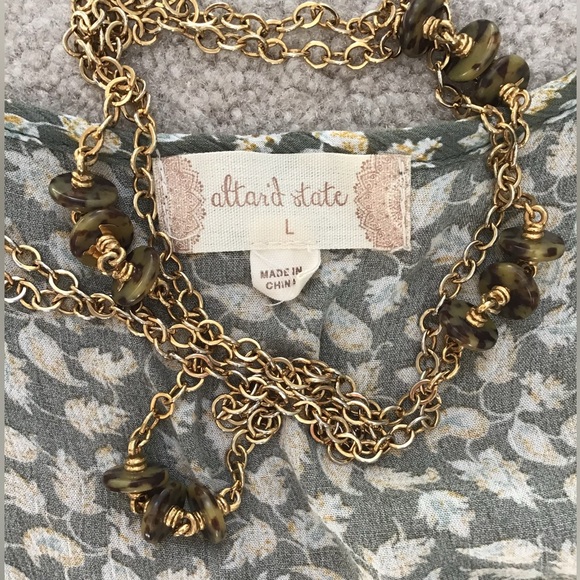 Altar’d State Boho Butterfly Sleeve Front Tie Top With Vintage Necklace - Picture 9 of 12